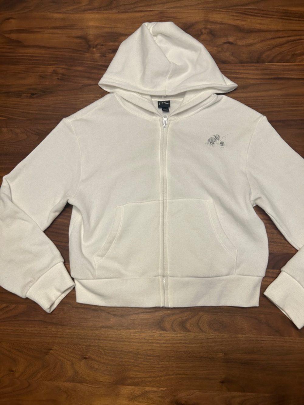art class White Girls Zip-Up Hoodie with Subtle Embellishment